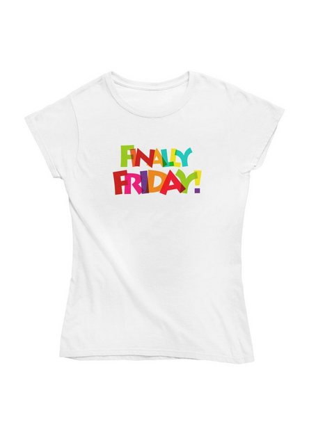 Novux T-Shirt Finally Friday Damen Tshirt Farbe Weiß (1-tlg) aus Baumwolle günstig online kaufen