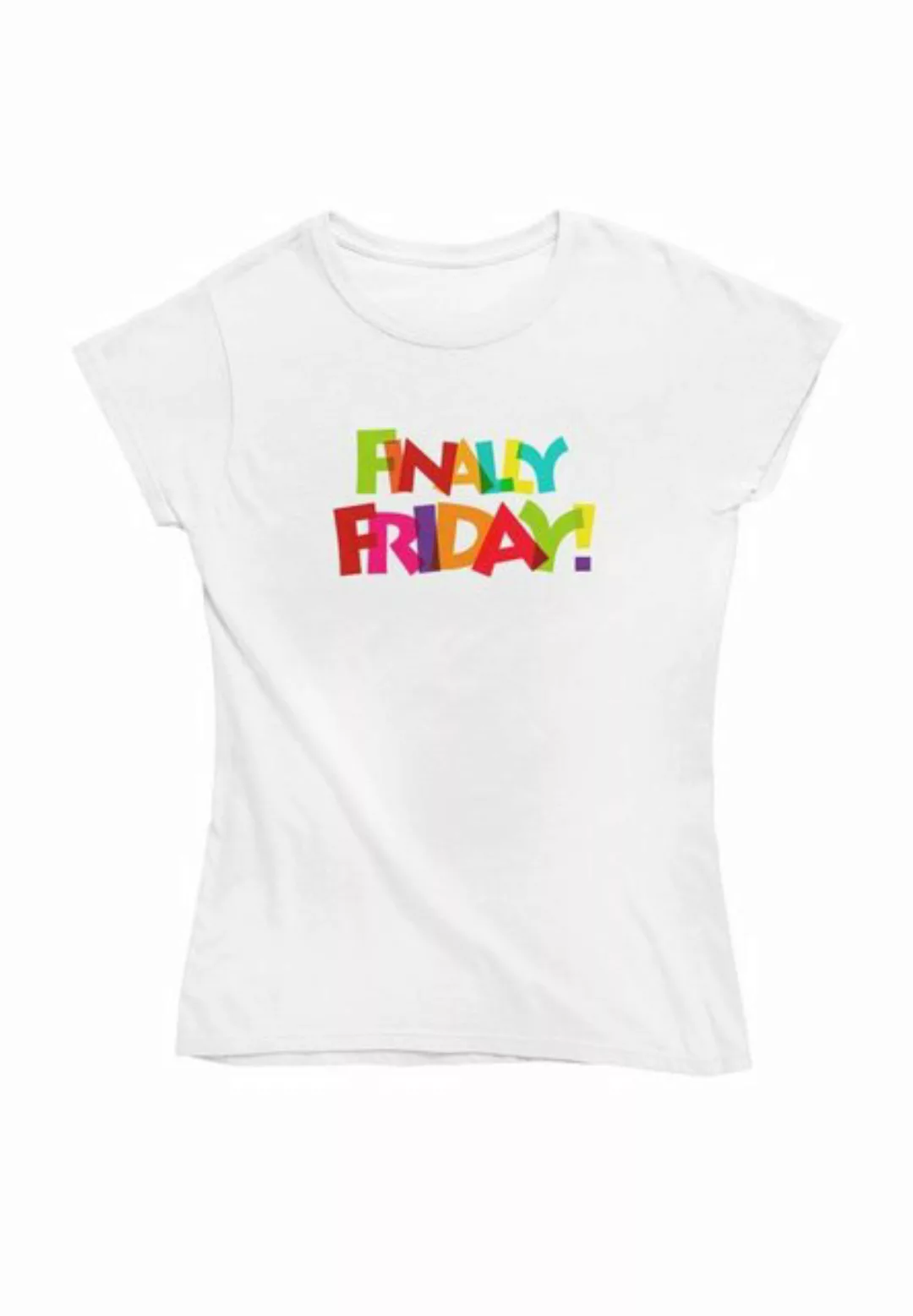 Novux T-Shirt Finally Friday Damen Tshirt Farbe Weiß (1-tlg) aus Baumwolle günstig online kaufen