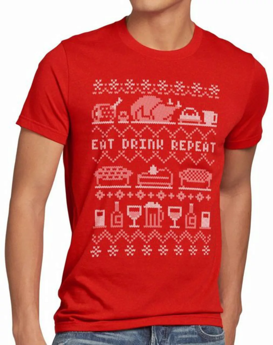 style3 Print-Shirt Herren T-Shirt Eat Drink Repeat Ugly Sweater weihnachtse günstig online kaufen