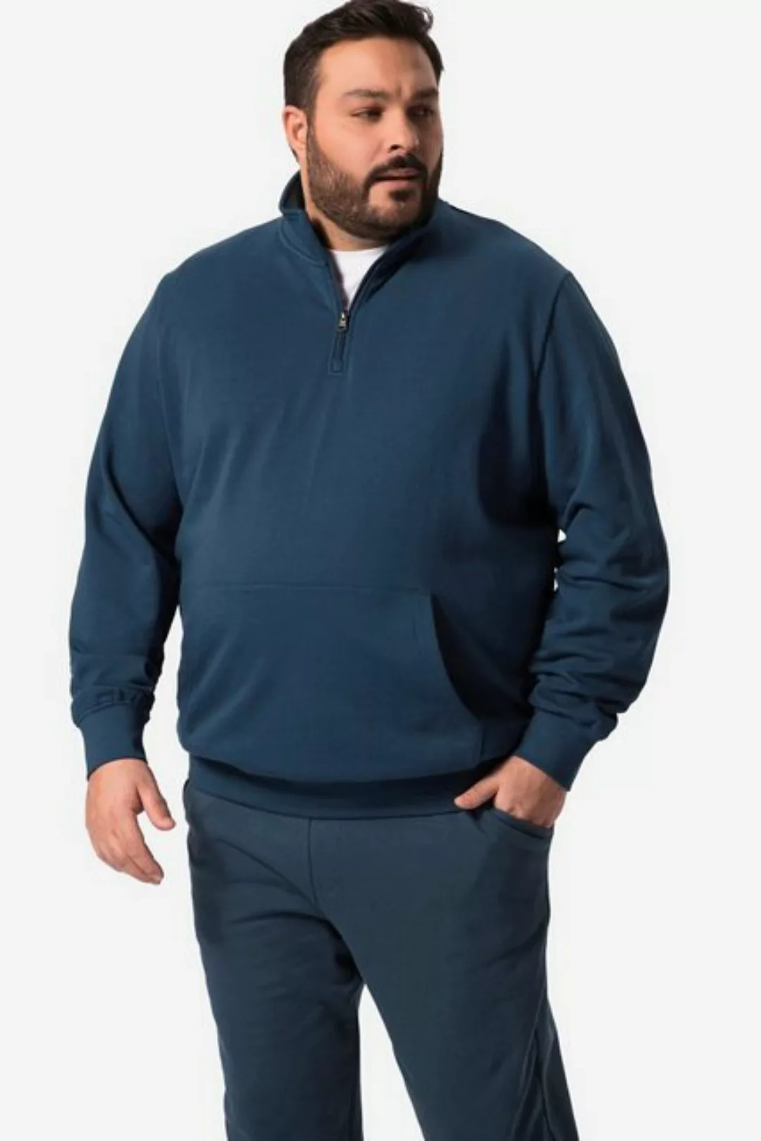 Men Plus Sweatshirt Men+ Sweat-Troyer Stehkragen Zipper bis 84/86 günstig online kaufen