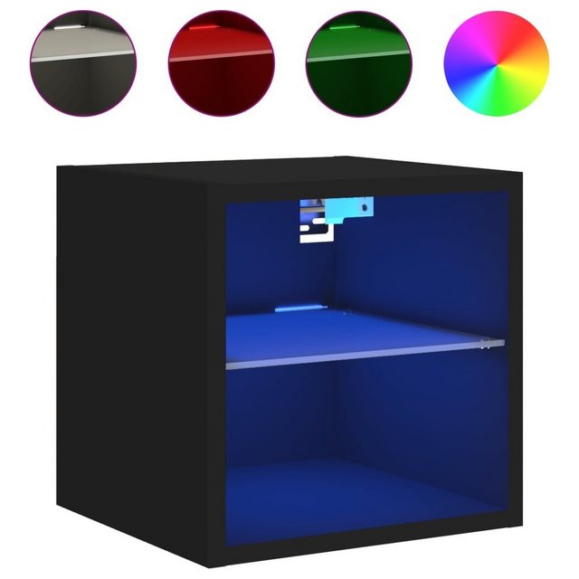 vidaXL Hängeschrank Wandschränke mit LED-Leuchten 2 Stk Schwarz 30x28,5x30 günstig online kaufen