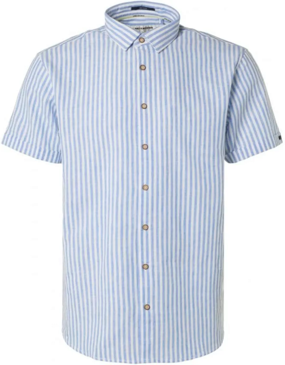 No Excess Short Sleeve Hemd Leinen Streifen Blau - Größe XXL günstig online kaufen