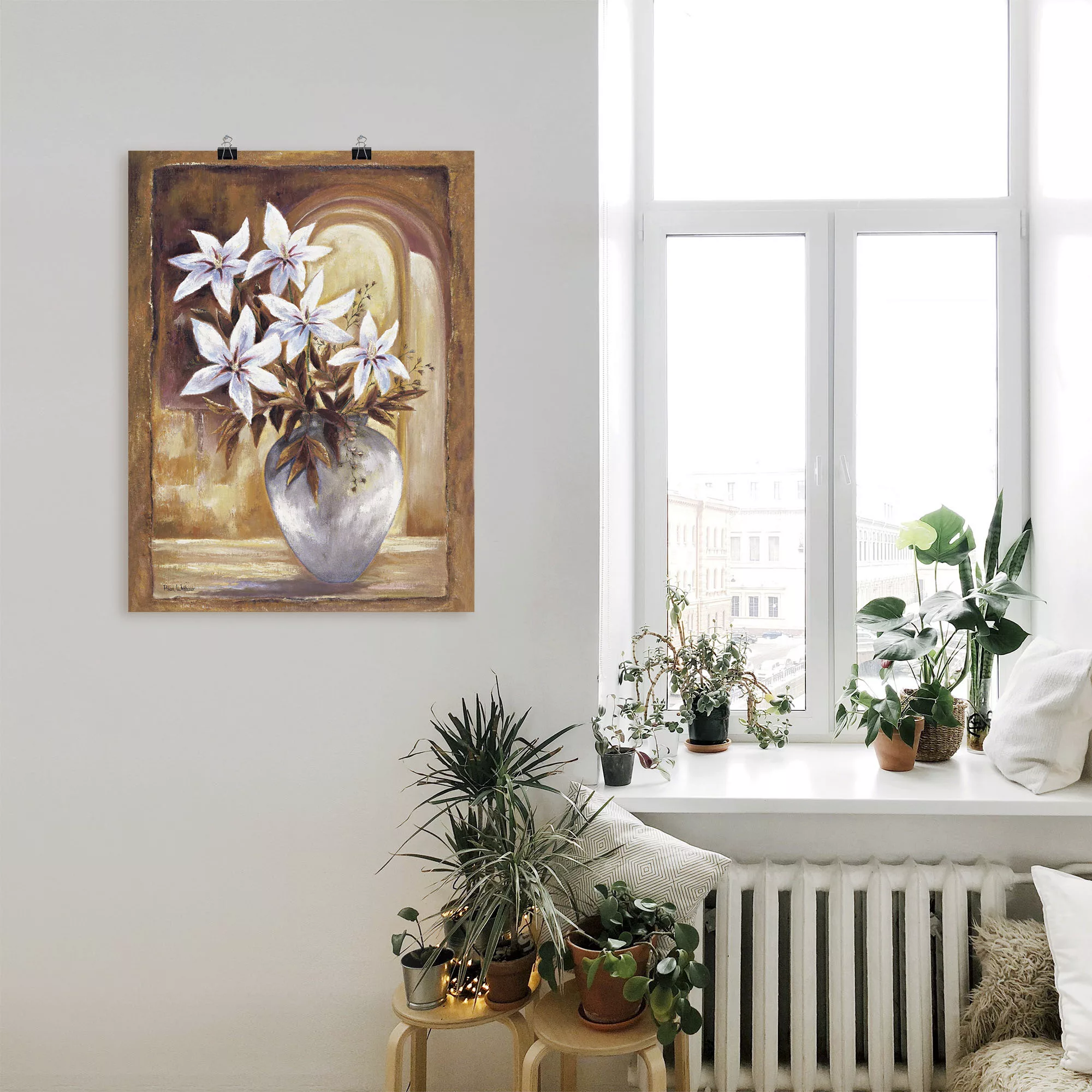 Artland Wandbild "Weiße Blumen in Vase II", Blumen, (1 St.), als Leinwandbi günstig online kaufen
