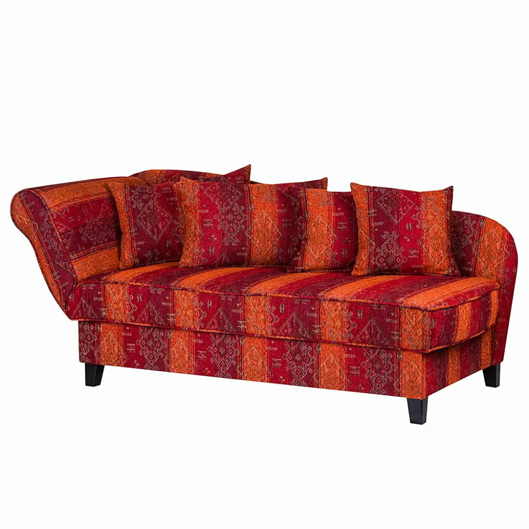 home24 Maison Belfort Recamiere Adelaide 3-Sitzer Rot/Orange Webstoff 193x8 günstig online kaufen