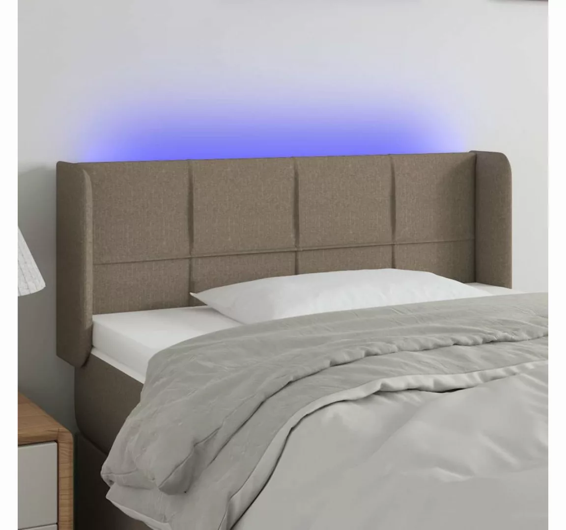 vidaXL Bett, LED Kopfteil Taupe 83x16x78/88 cm Stoff günstig online kaufen