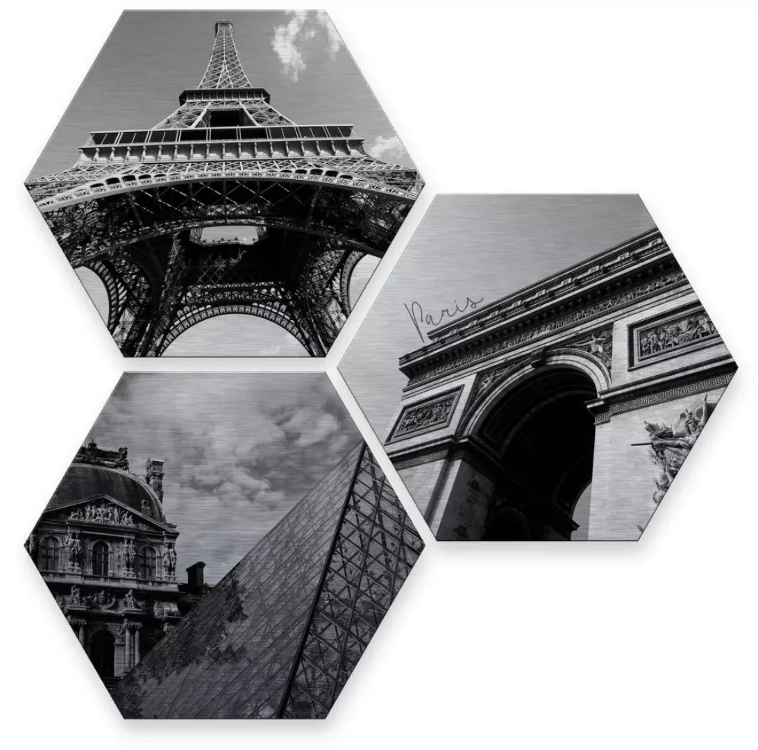 Wall-Art Mehrteilige Bilder »Silbereffekt Impression of Paris«, Schriftzug, günstig online kaufen