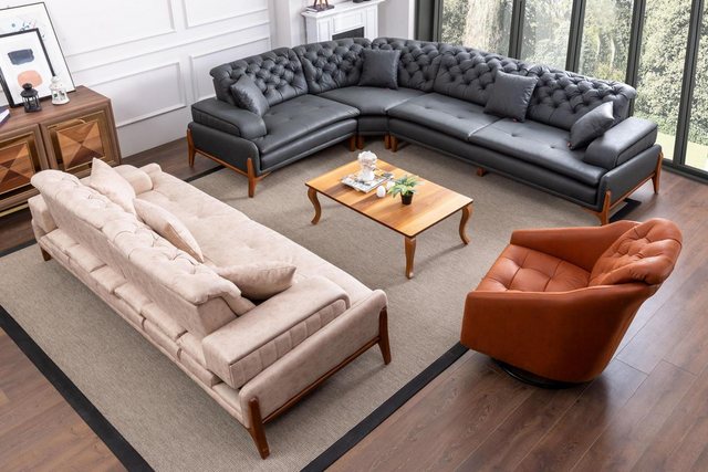 Xlmoebel Ecksofa Wohnzimmermöbel Set mit Ecksofa in L-Form und 3-Sitzer Cou günstig online kaufen