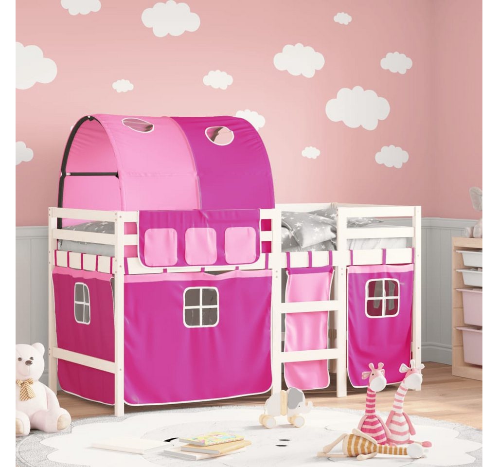 vidaXL Kinderbett Kinderhochbett mit Tunnel Rosa 90x190 cm Massivholz Kiefe günstig online kaufen