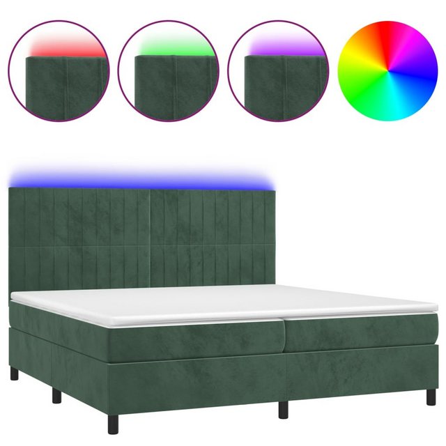 vidaXL Boxspringbett Boxspringbett mit Matratze & LED Samt (200 x 200 cm, G günstig online kaufen