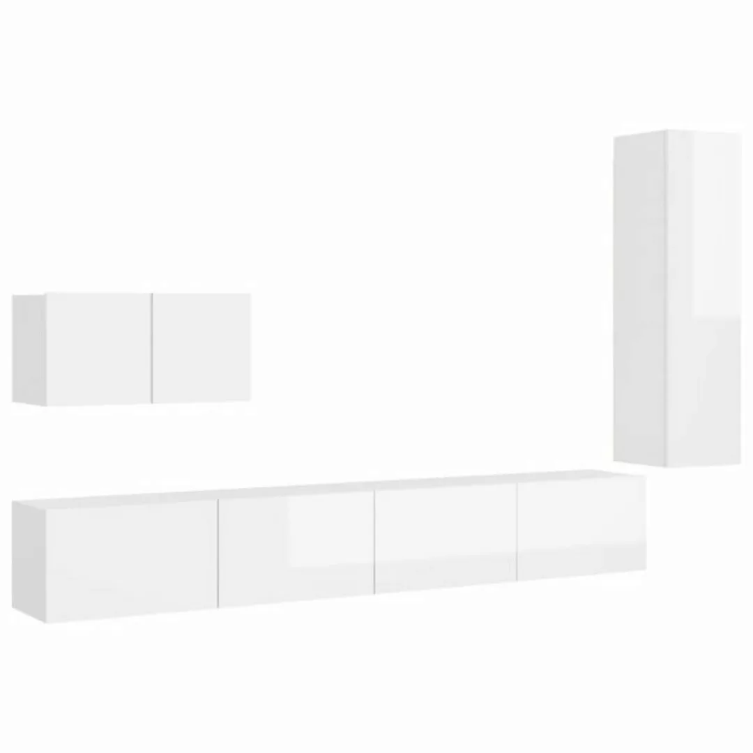 furnicato TV-Schrank 4-tlg. TV-Schrank-Set Hochglanz-Weiß Holzwerkstoff (1- günstig online kaufen