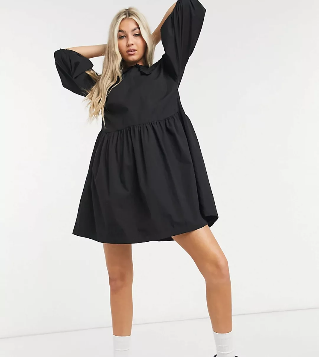 COLLUSION – Mini-Hängerkleid mit Kragen in Schwarz günstig online kaufen