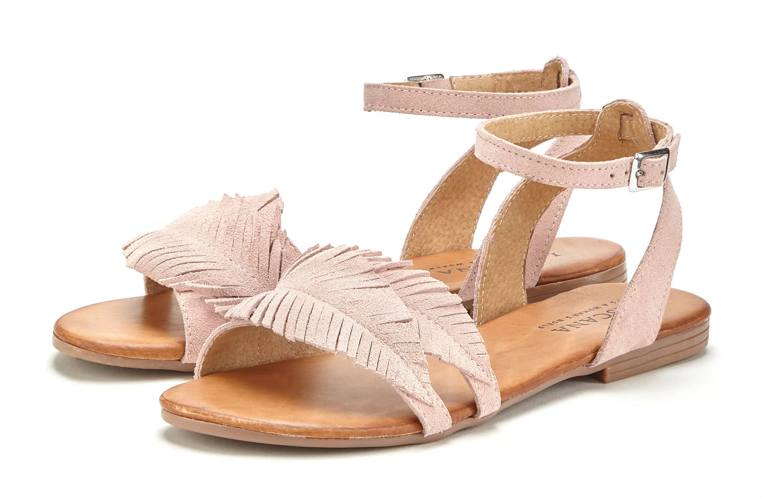 LASCANA Sandale, Sandalette, Sommerschuh aus Leder mit modischen Fransen günstig online kaufen
