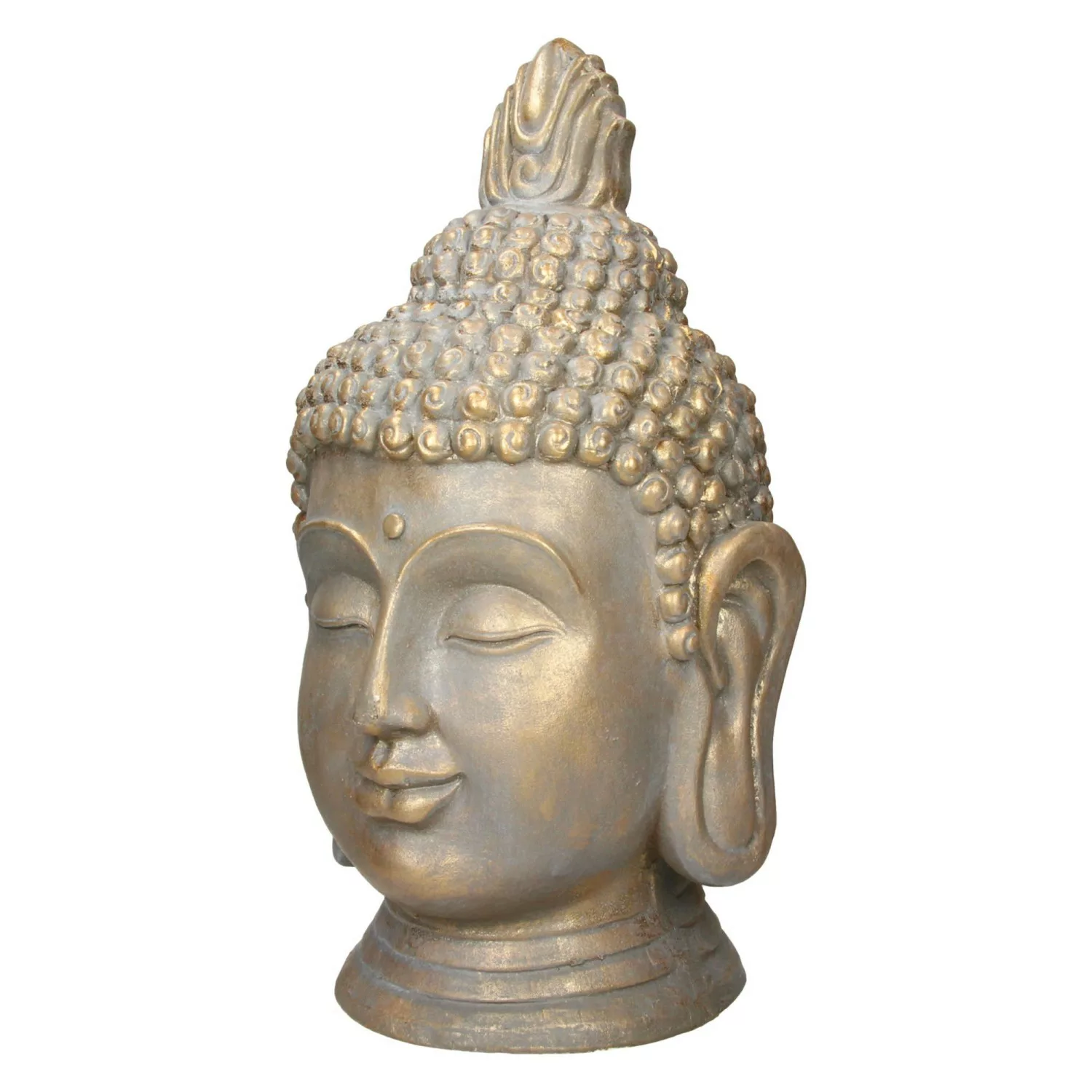 ECD Germany Buddha Figur Kopf Statue 74,5cm aus Polyresin Bronzeoptik Dekor günstig online kaufen