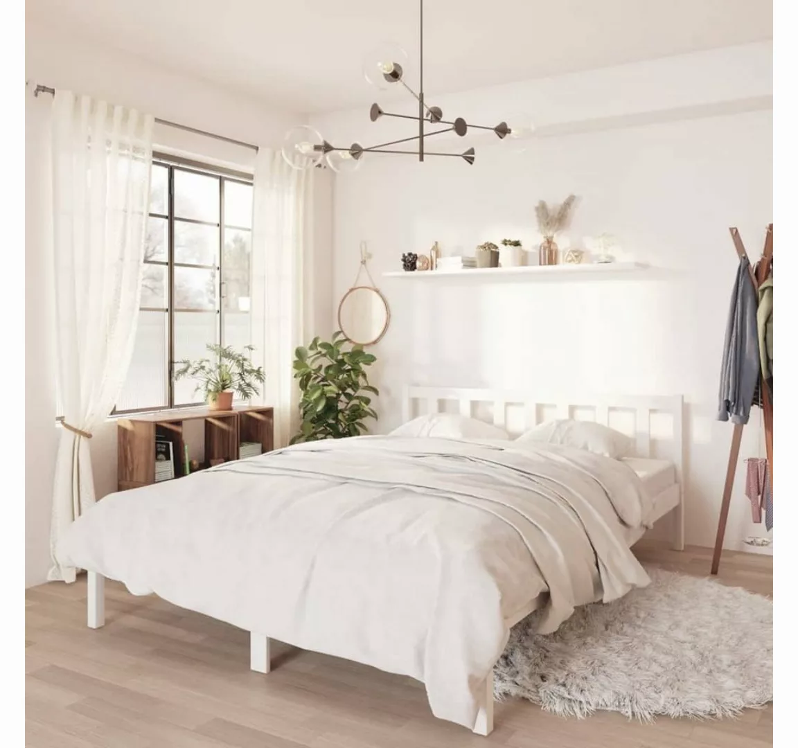 furnicato Bett Massivholzbett Weiß Kiefer 140x190 cm günstig online kaufen