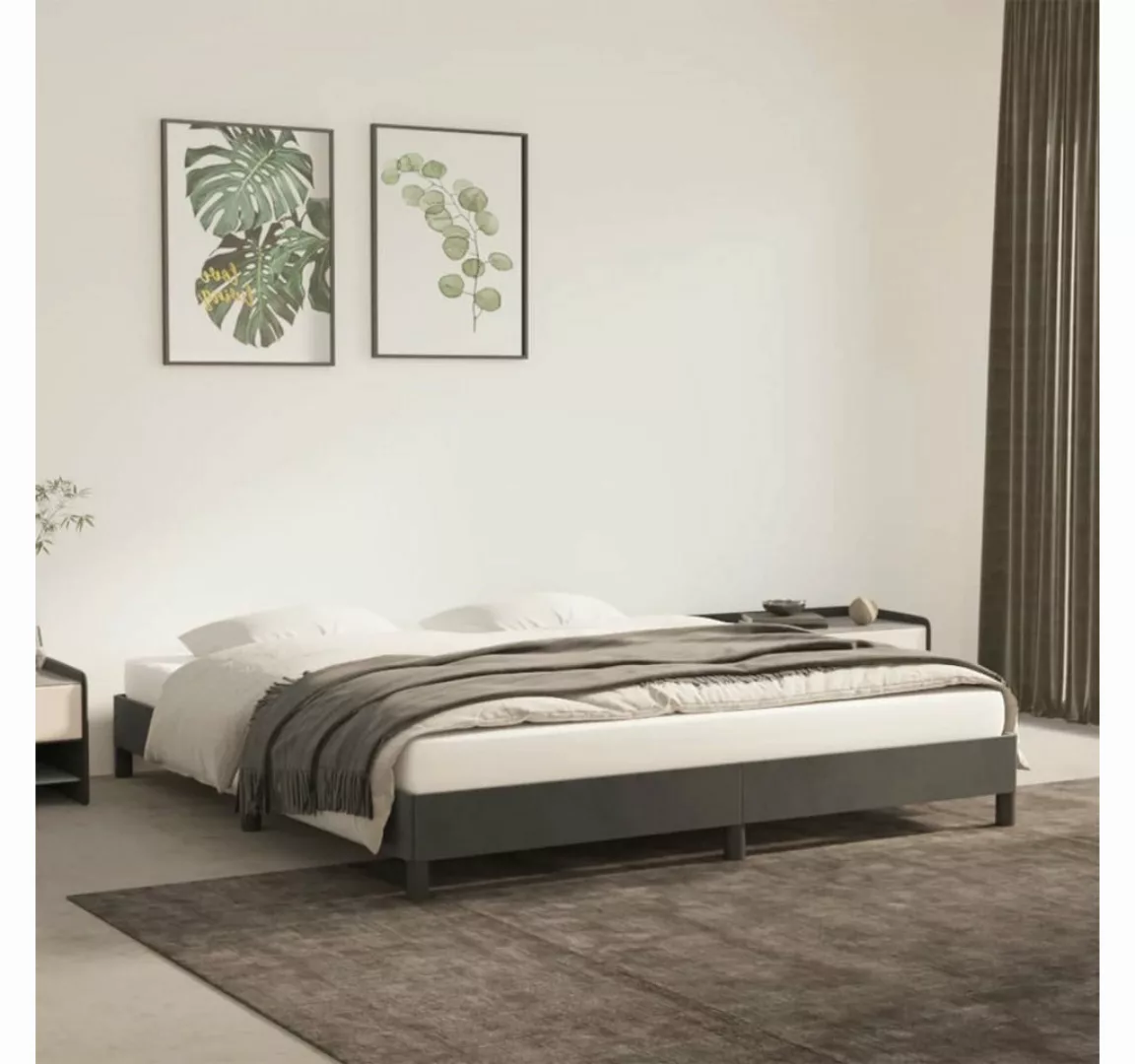 furnicato Bett Bettgestell Dunkelgrau 160x200 cm Samt günstig online kaufen
