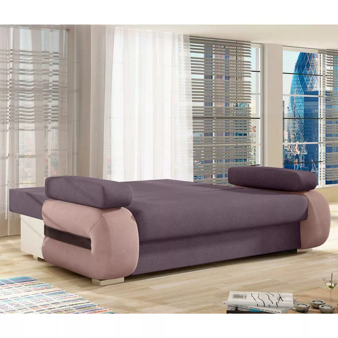 Schlafsofa Zweisitzer Schlafsofa in Mauve und Altrosa günstig online kaufen