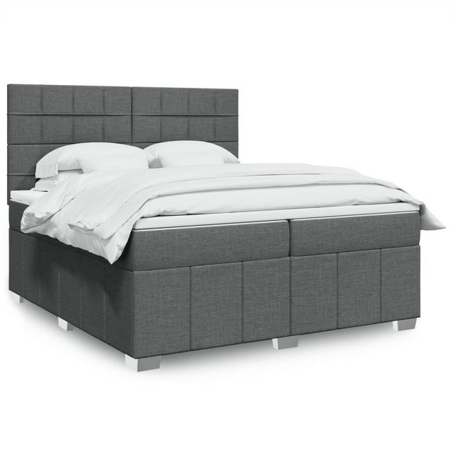 vidaXL Boxspringbett, Boxspringbett mit Matratze Dunkelgrau 200x200 cm Stof günstig online kaufen