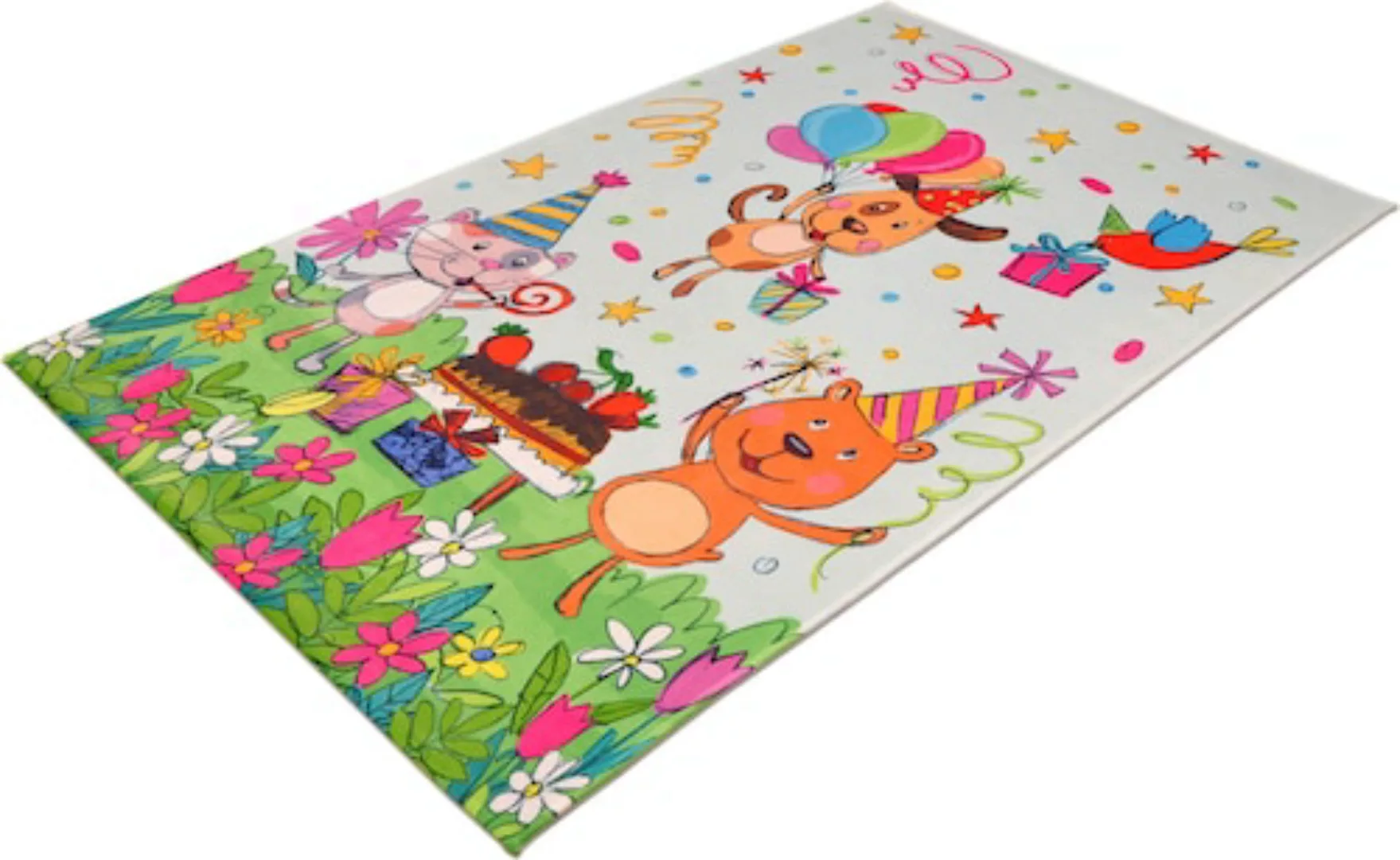 Böing Carpet Kinderteppich »Lovely Kids 418«, rechteckig, Motiv Geburtstags günstig online kaufen
