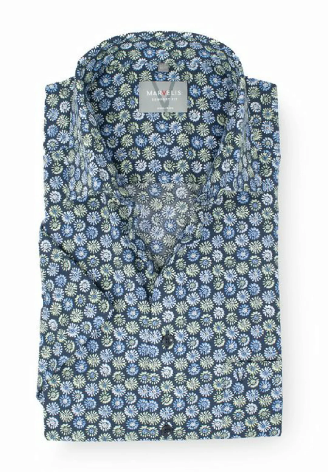 MARVELIS Kurzarmhemd Kurzarmhemd - Comfort Fit - Muster - Grün Allover-Prin günstig online kaufen