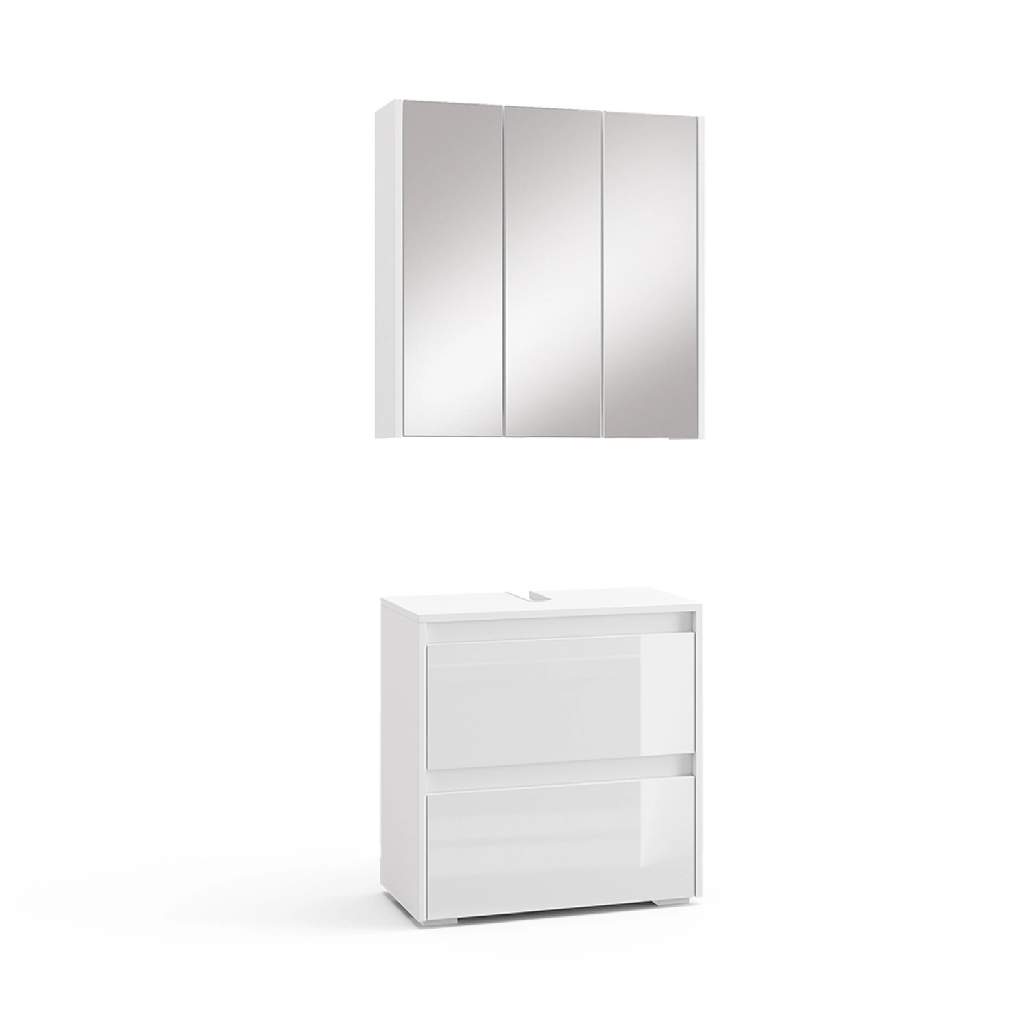 Vicco Badmöbel-Set Majest, Weiß/Weiß Hochglanz, 2 günstig online kaufen