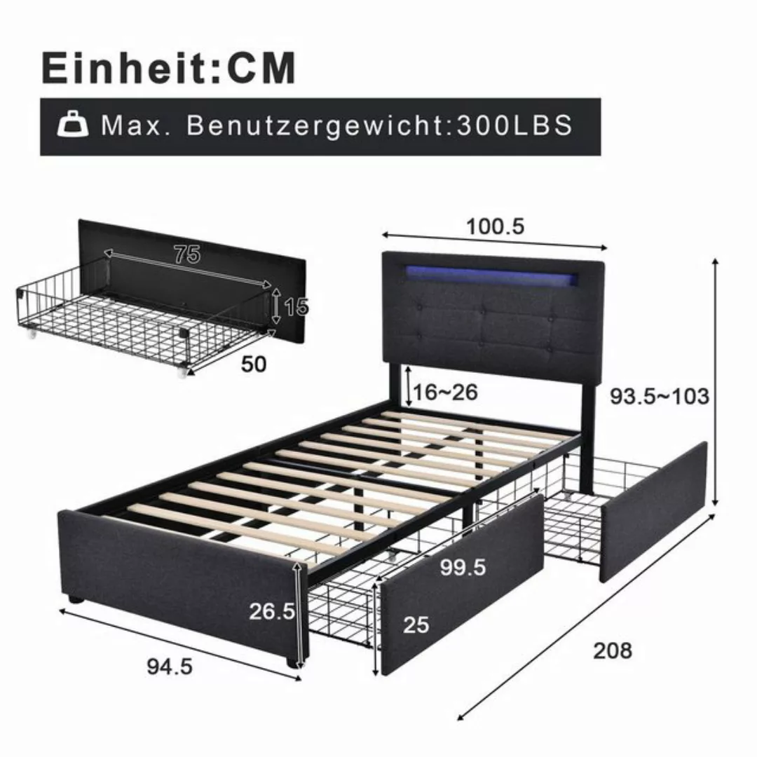 HAUSS SPLOE Polsterbett Einzelbett Polsterbett Bettgestell (ohne Matratze), günstig online kaufen