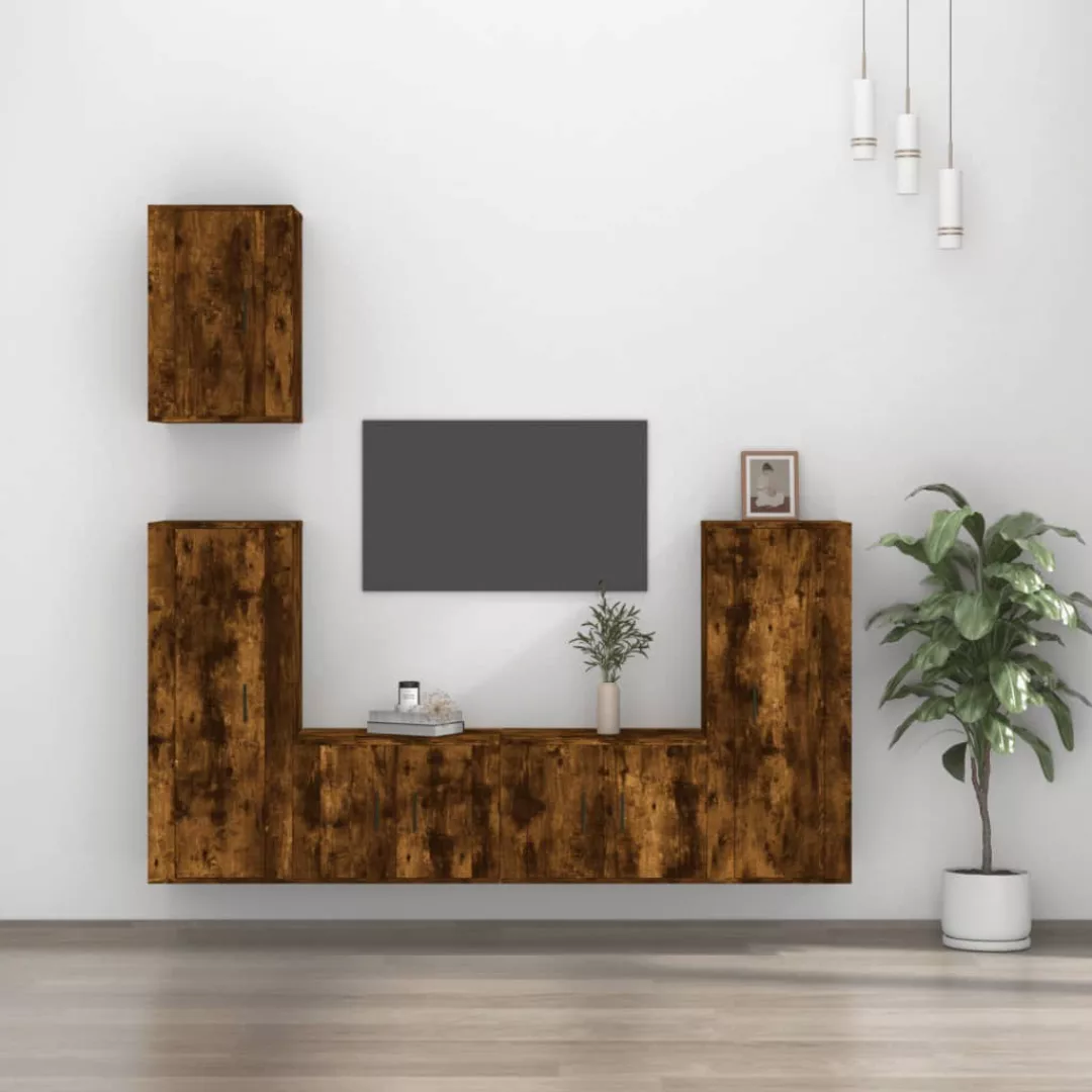 Vidaxl 5-tlg. Tv-schrank-set Räuchereiche Holzwerkstoff günstig online kaufen