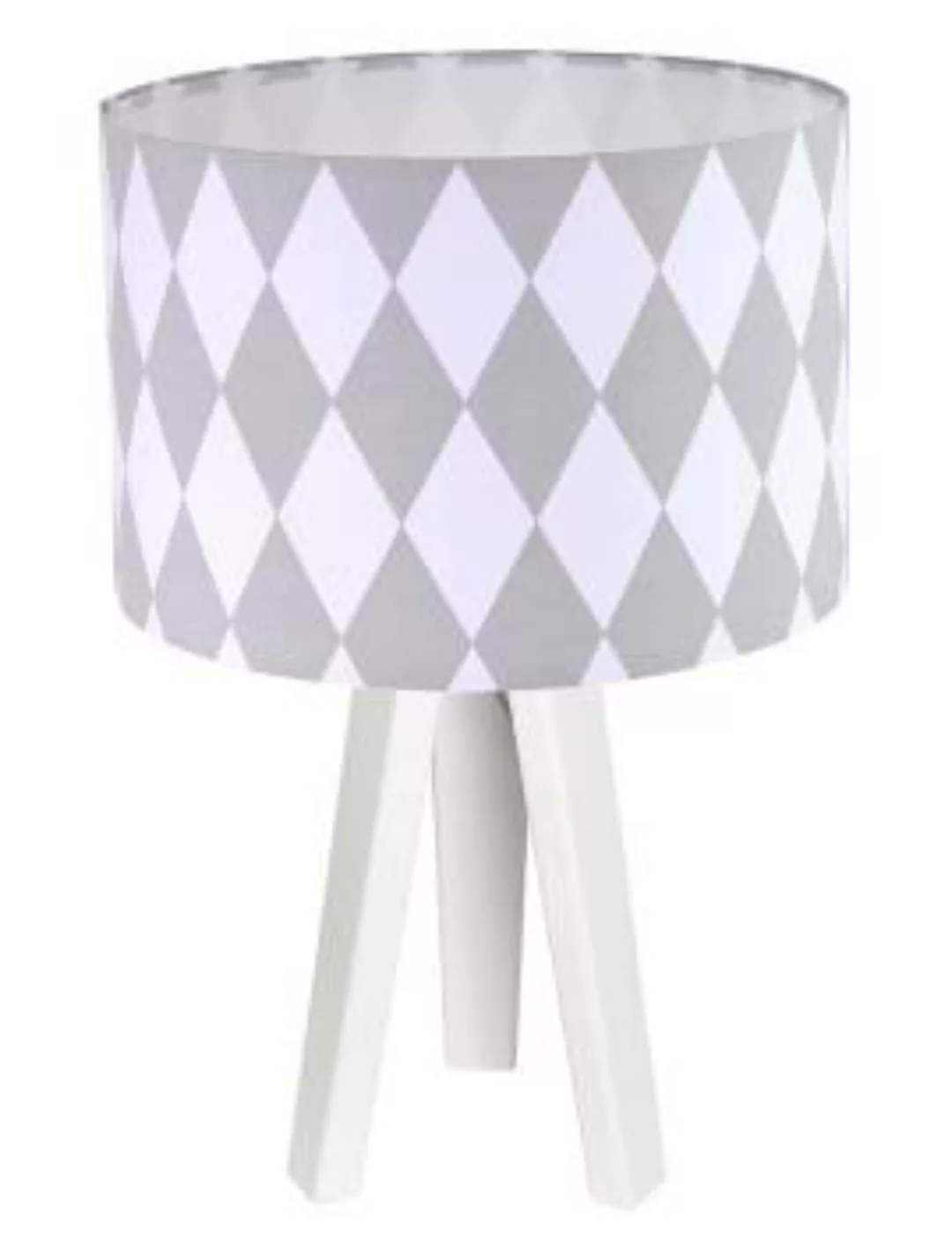 Tischlampe Weiß Grau Retro Dreibein 46cm Lampe Dreibein günstig online kaufen