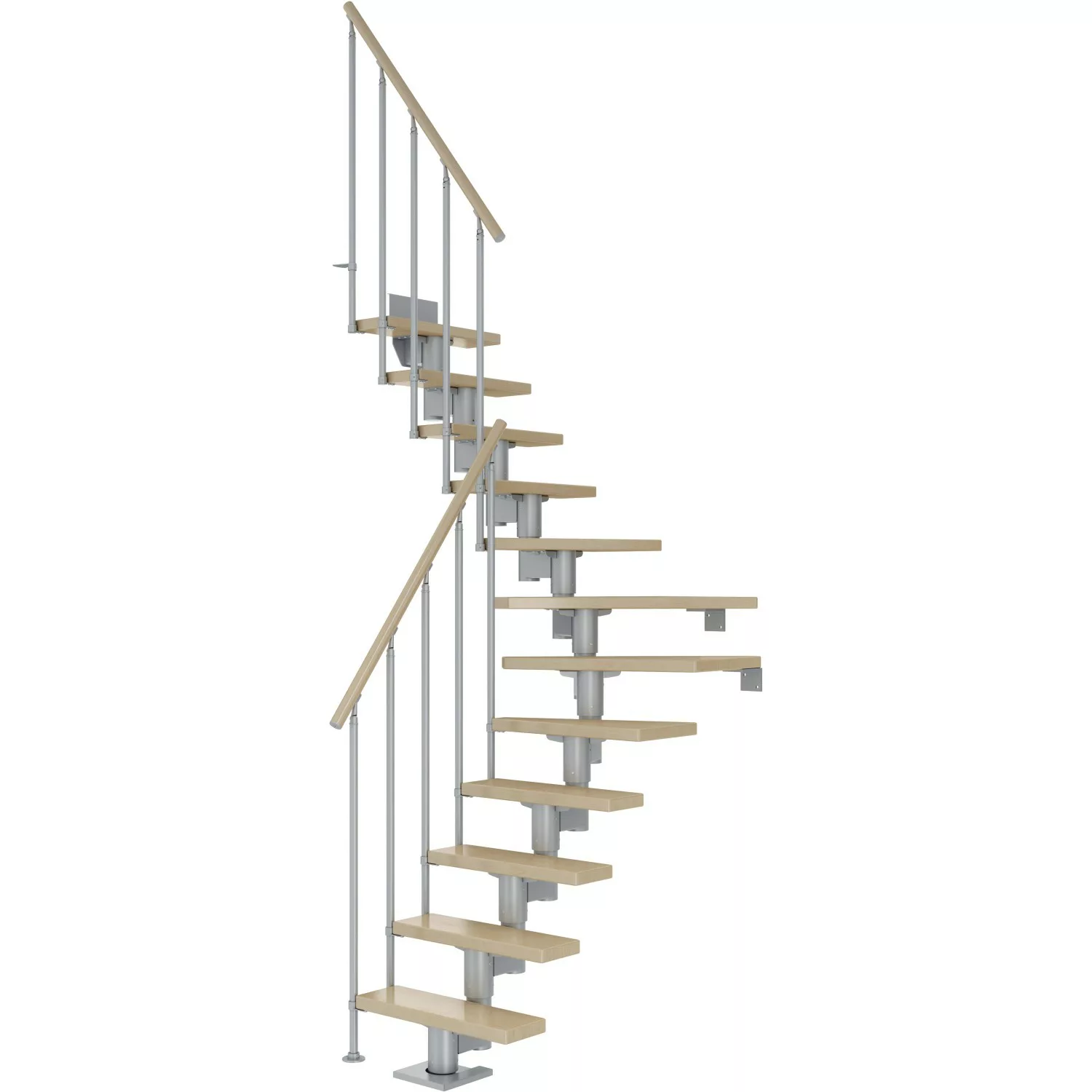 Dolle Mittelholmtreppe Dublin Ahorn Perlgrau GH bis 270 cm 1/4 Gewendelt 75 günstig online kaufen