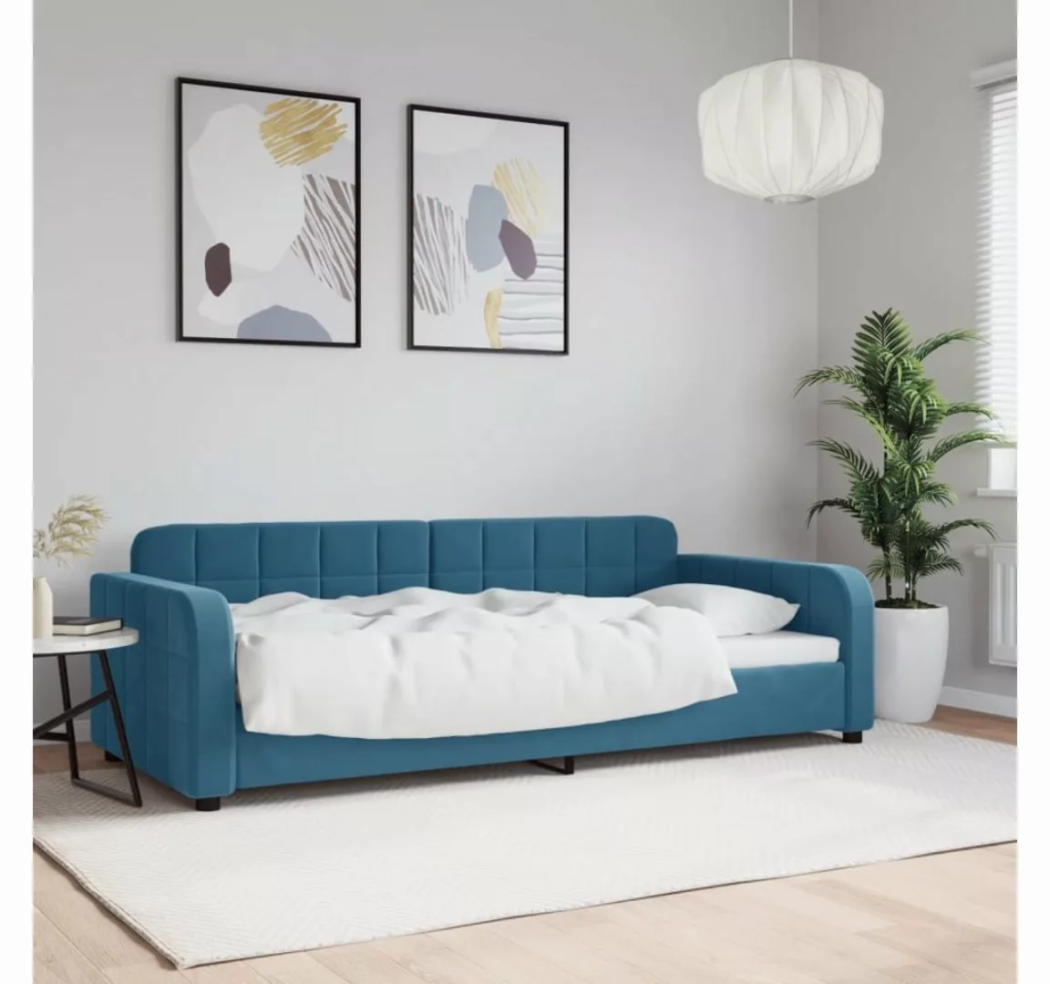 vidaXL Gästebett Tagesbett Blau 90x200 cm Samt Gästebett Gästecouch Gästeso günstig online kaufen