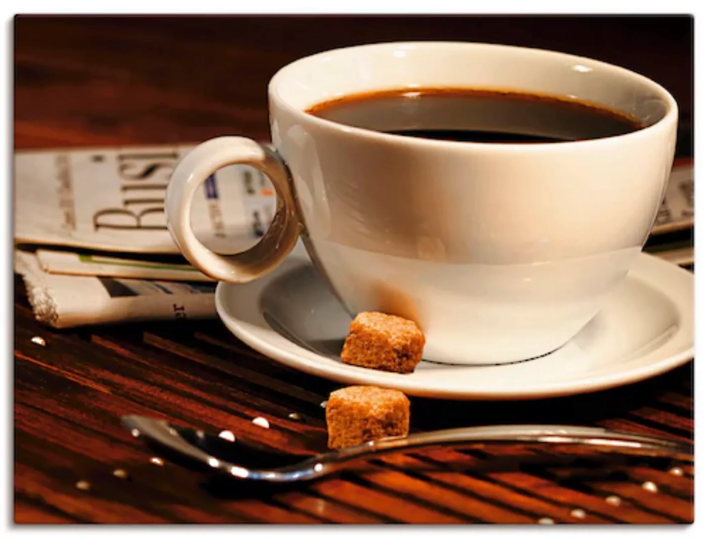 Artland Leinwandbild »Kaffeetasse und Zeitung«, Getränke, (1 St.), auf Keil günstig online kaufen