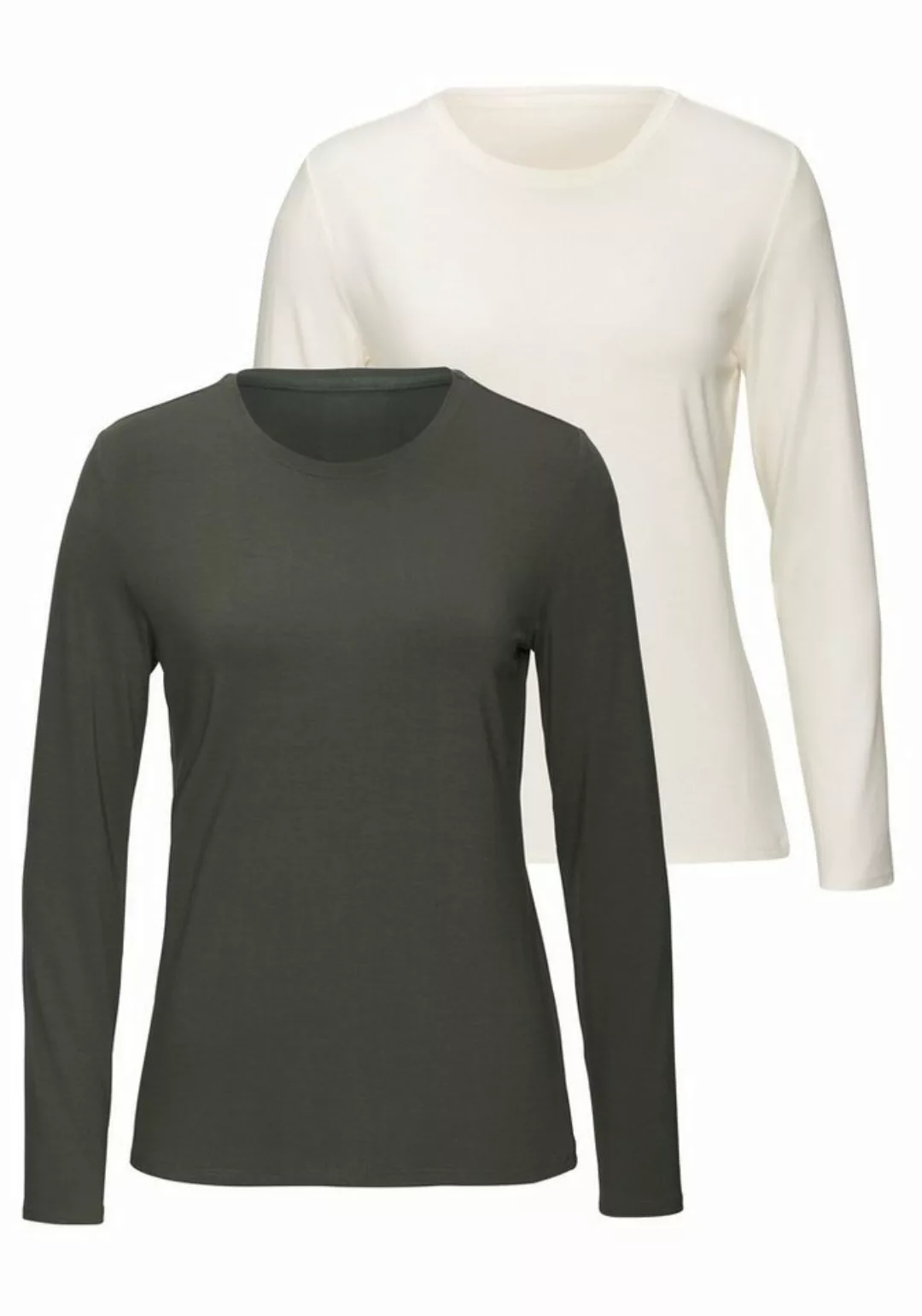 LASCANA Langarmshirt aus weichem Viskose-Stretch (2er-Pack) günstig online kaufen