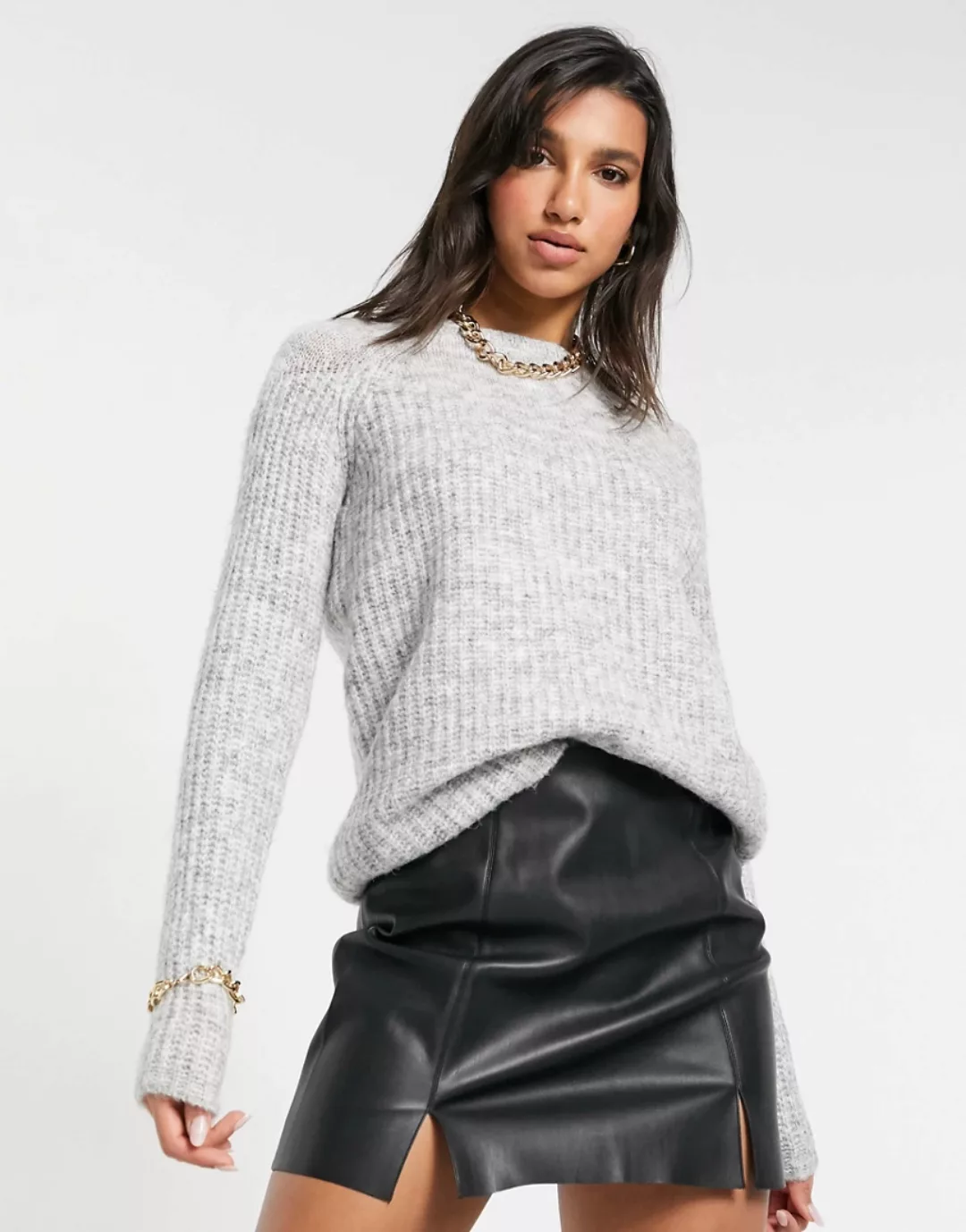 Vero Moda – Strukturierter Pullover in Grau günstig online kaufen