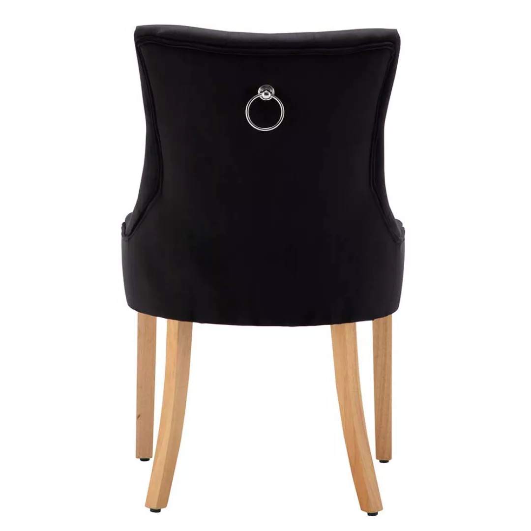 Esszimmer Stühle mit schwarzem Samtbezug Knopfsteppung (2er Set) günstig online kaufen