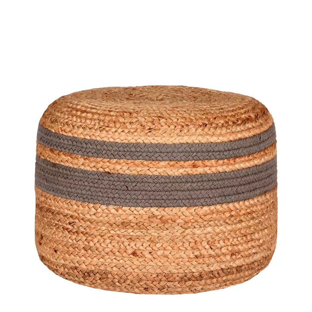 Geflecht Pouf in Beige und Grau handgearbeitet günstig online kaufen