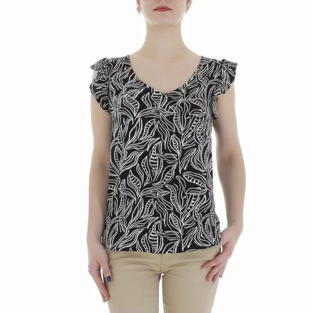 Ital-Design Kurzarmbluse Damen Elegant (85987254) Rüschen Print Top & Shirt günstig online kaufen