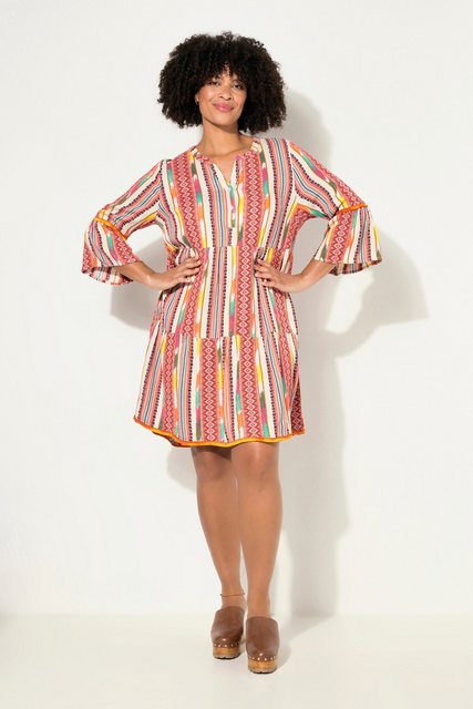 Angel of Style Sommerkleid Kleid Musterstreifen Knopfleiste Volants 3/4-Ärm günstig online kaufen