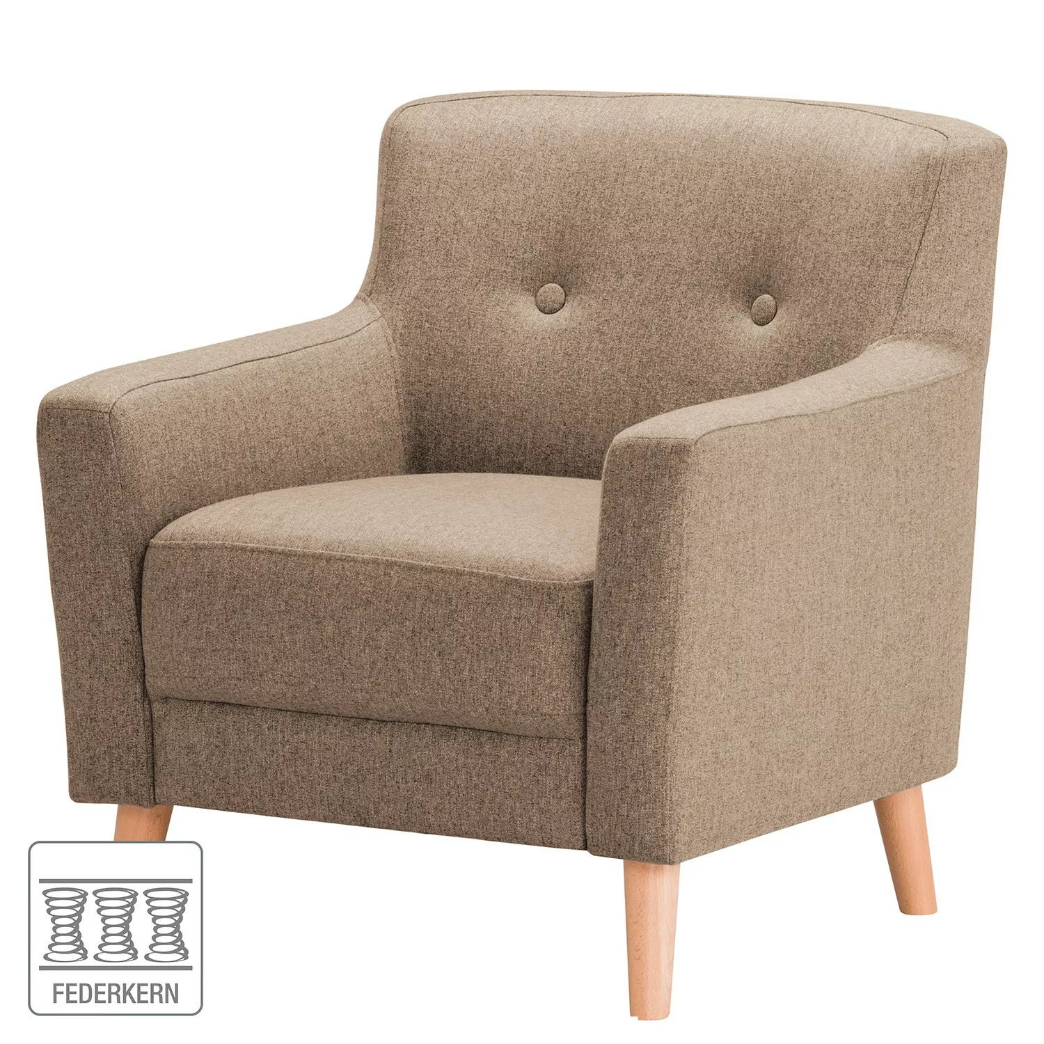 home24 Norrwood Sessel Bette I Cappuccino Webstoff 80x82x80 cm (BxHxT) günstig online kaufen