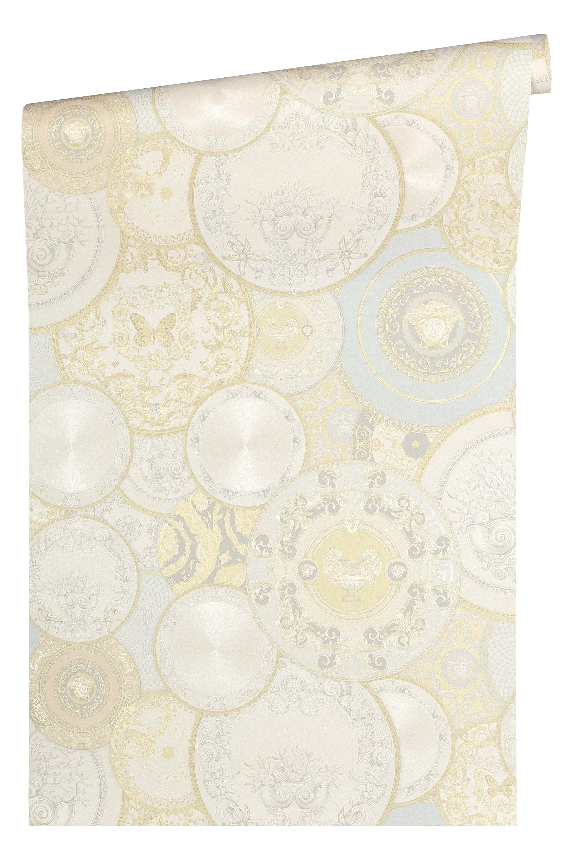 Bricoflor ausgefallene Tapete in Weiß und Silber Hellgraue Tapete mit Telle günstig online kaufen