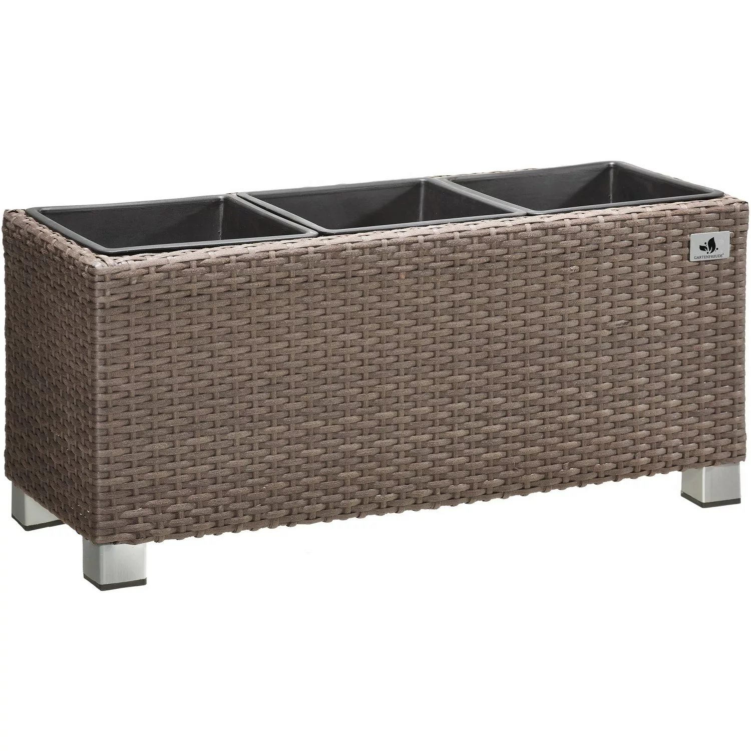 Gartenfreude Pflanzkübel Polyrattan 78 cm x 27 cm Mocca günstig online kaufen