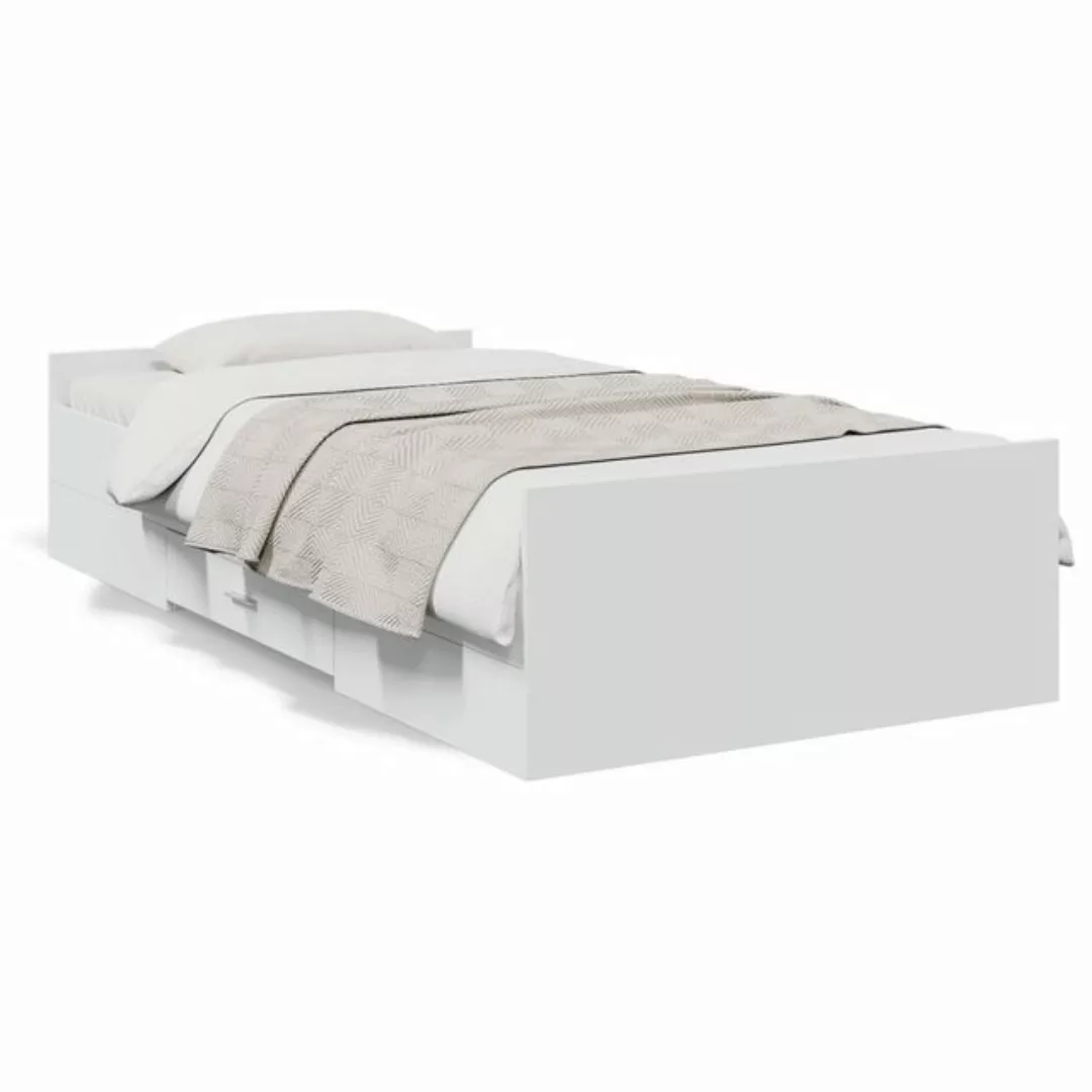 vidaXL Bettgestell Bettgestell mit Schubladen Weiß 90x200 cm Holzwerkstoff günstig online kaufen