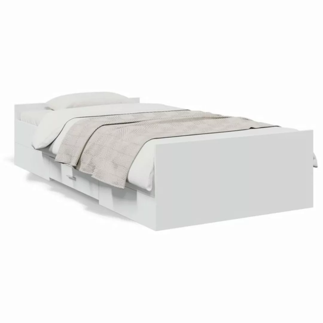 vidaXL Bett Bettgestell mit Schubladen Weiß 90x190 cm Holzwerkstoff günstig online kaufen