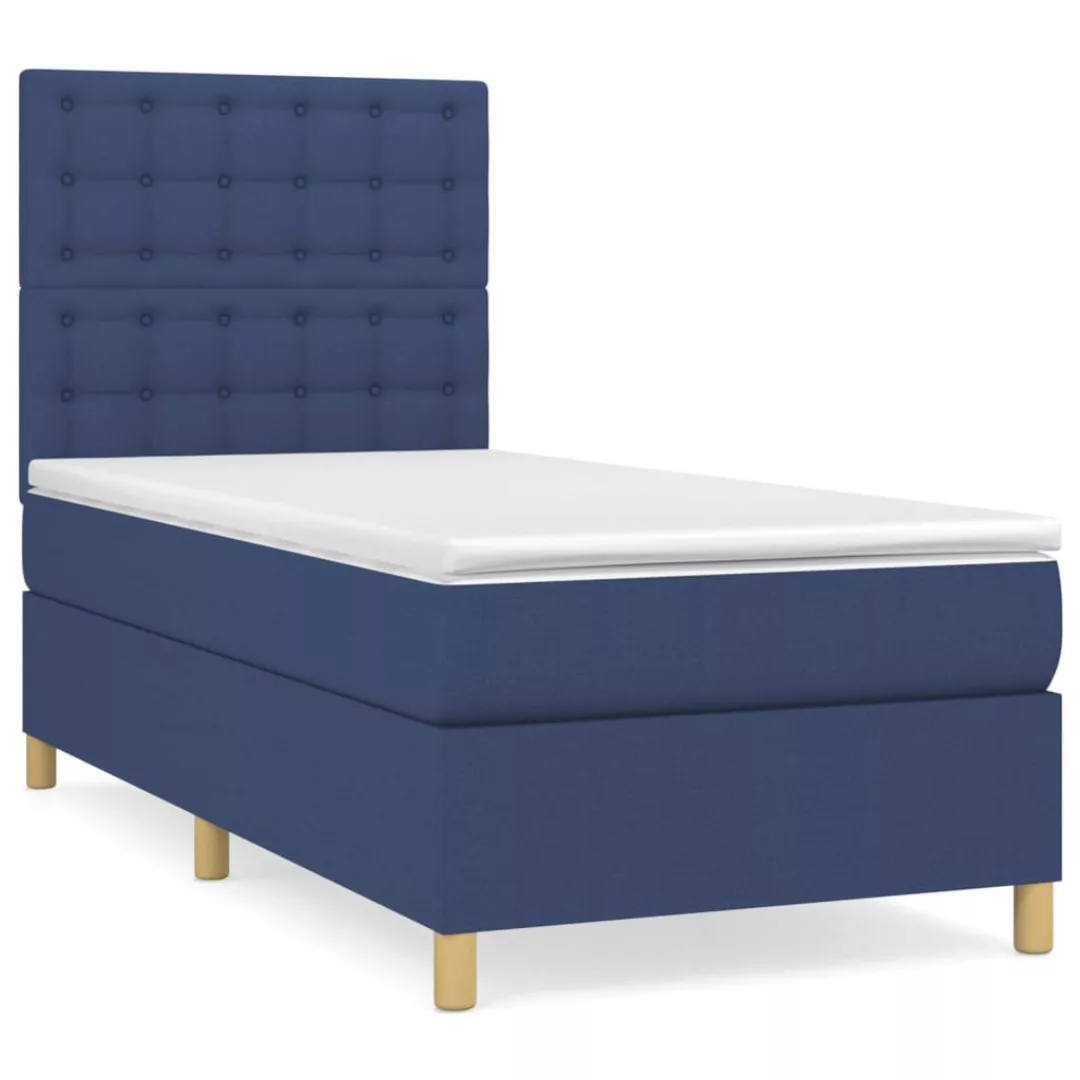 Vidaxl Boxspringbett Mit Matratze Blau 100x200 Cm Stoff günstig online kaufen