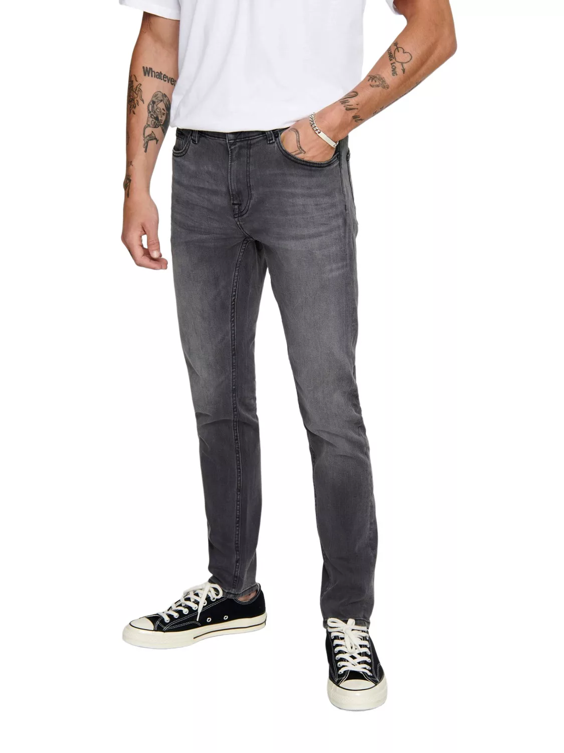 Only & Sons Herren Jeans ONSWARP GREY DCC 2051 - Skinny Fit - Grau - Grey D günstig online kaufen