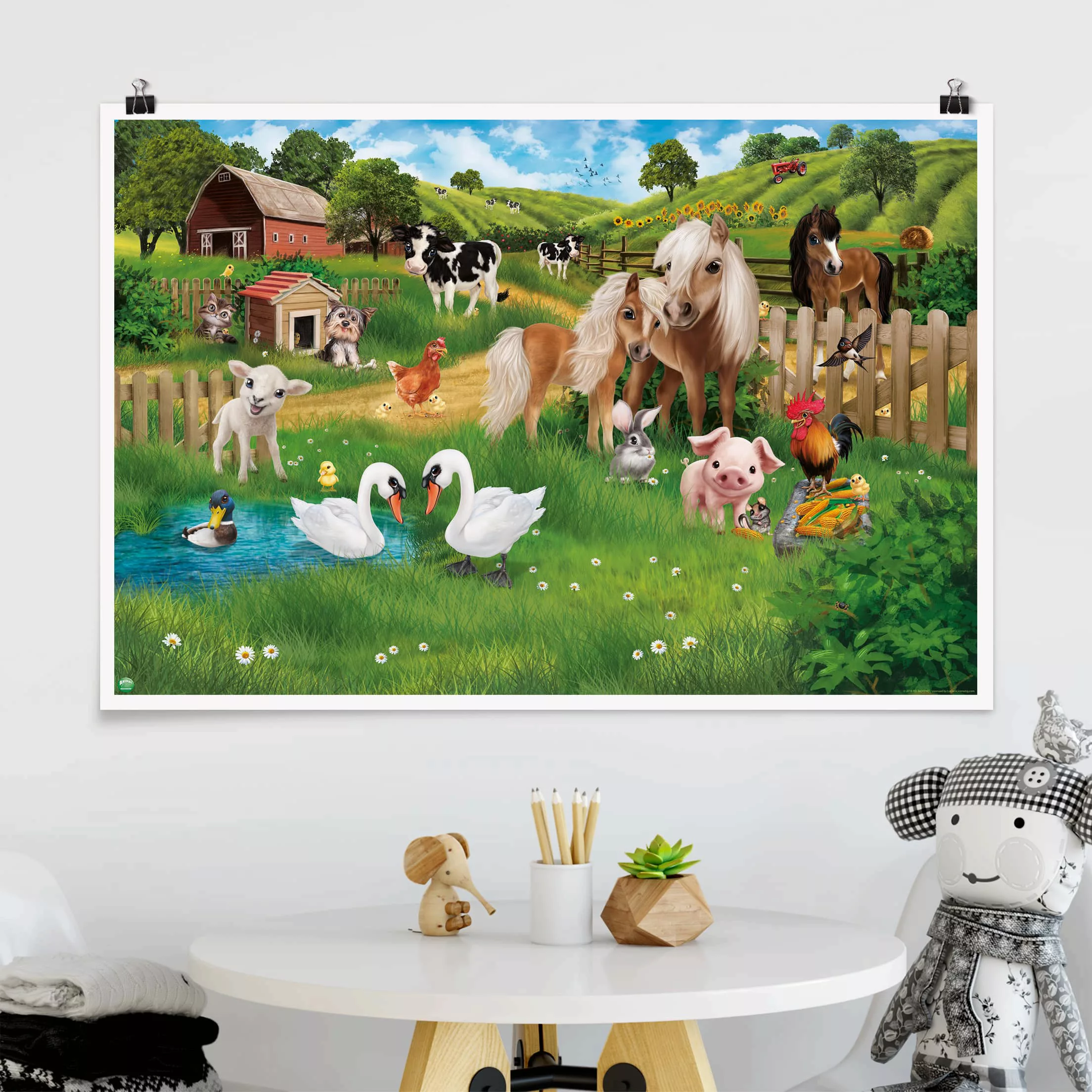 Poster Tiere - Querformat Tiere auf dem Bauernhof günstig online kaufen