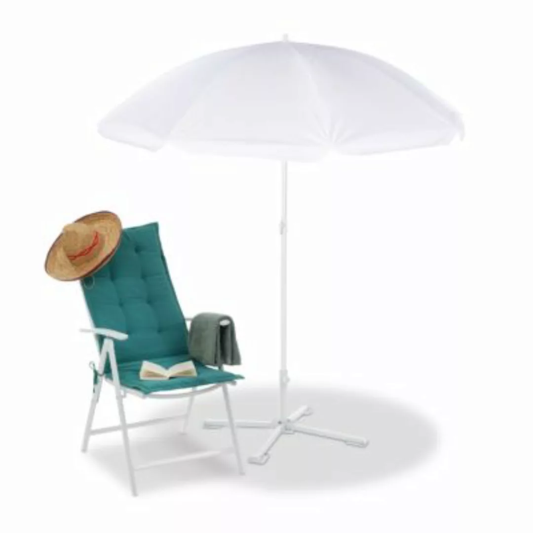 relaxdays Weißer Sonnenschirm 160 cm weiß günstig online kaufen