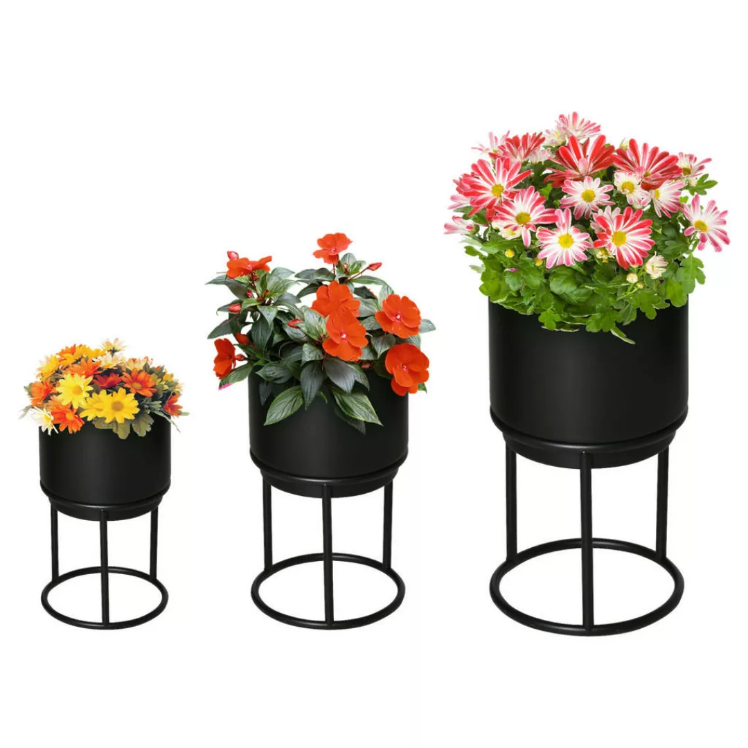 Outsunny Blumenständer schwarz Metall H/D: ca. 41x22 cm günstig online kaufen