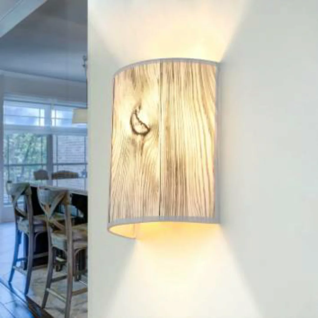 Stoff Wandlampe ALICE Holz Optik Loft Design E27 günstig online kaufen