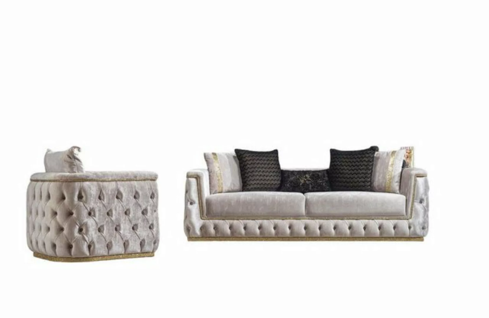 Xlmoebel Sofa Luxe Chesterfield Sofagarnitur 3+1 Sitz Couch gepolstert Samt günstig online kaufen