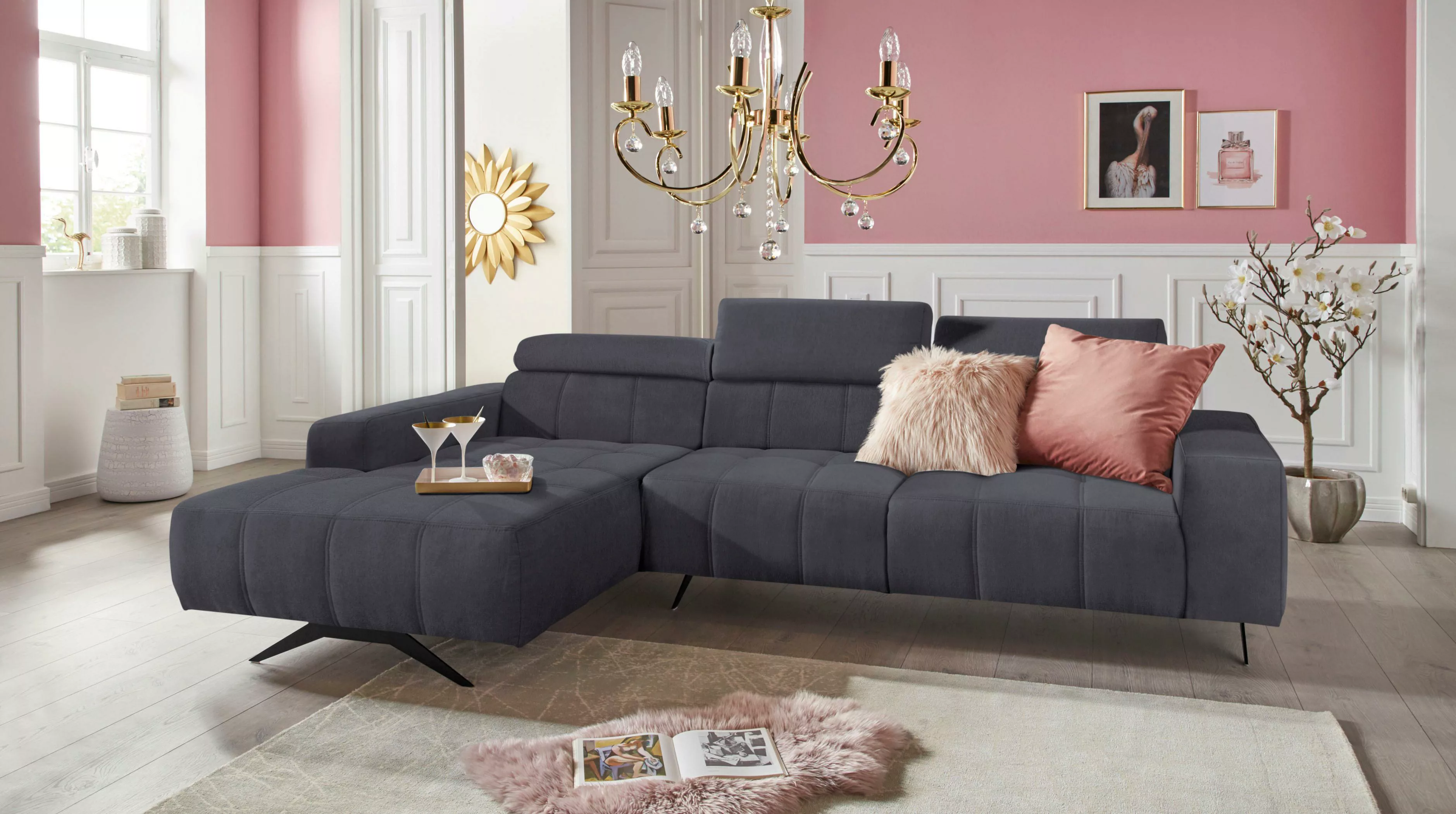 DOMO collection Ecksofa "Trento L-Form", wahlweise mit Kopfteilverstellung, günstig online kaufen