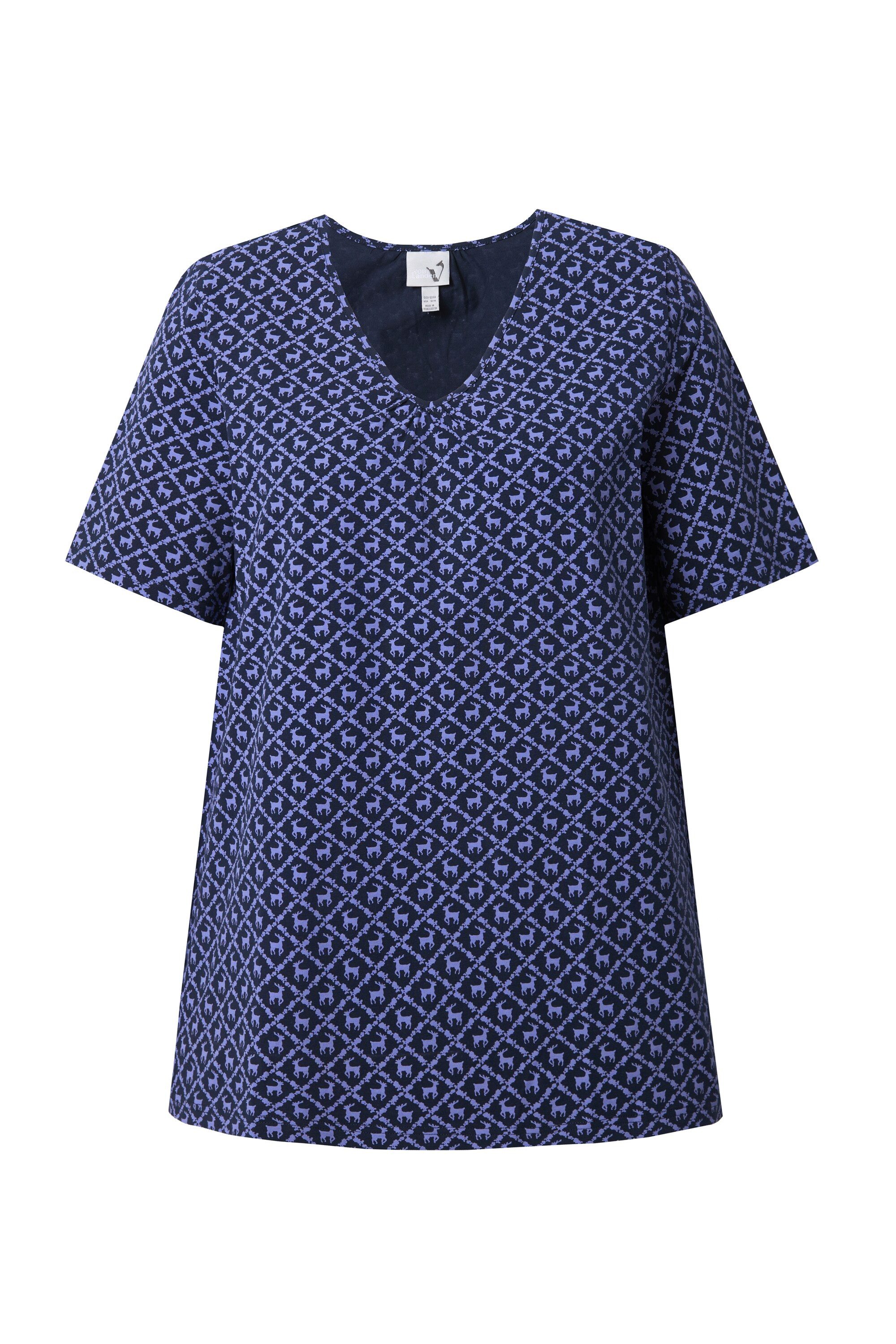 Ulla Popken T-Shirt T-Shirt Trachtenmuster A-Linie günstig online kaufen